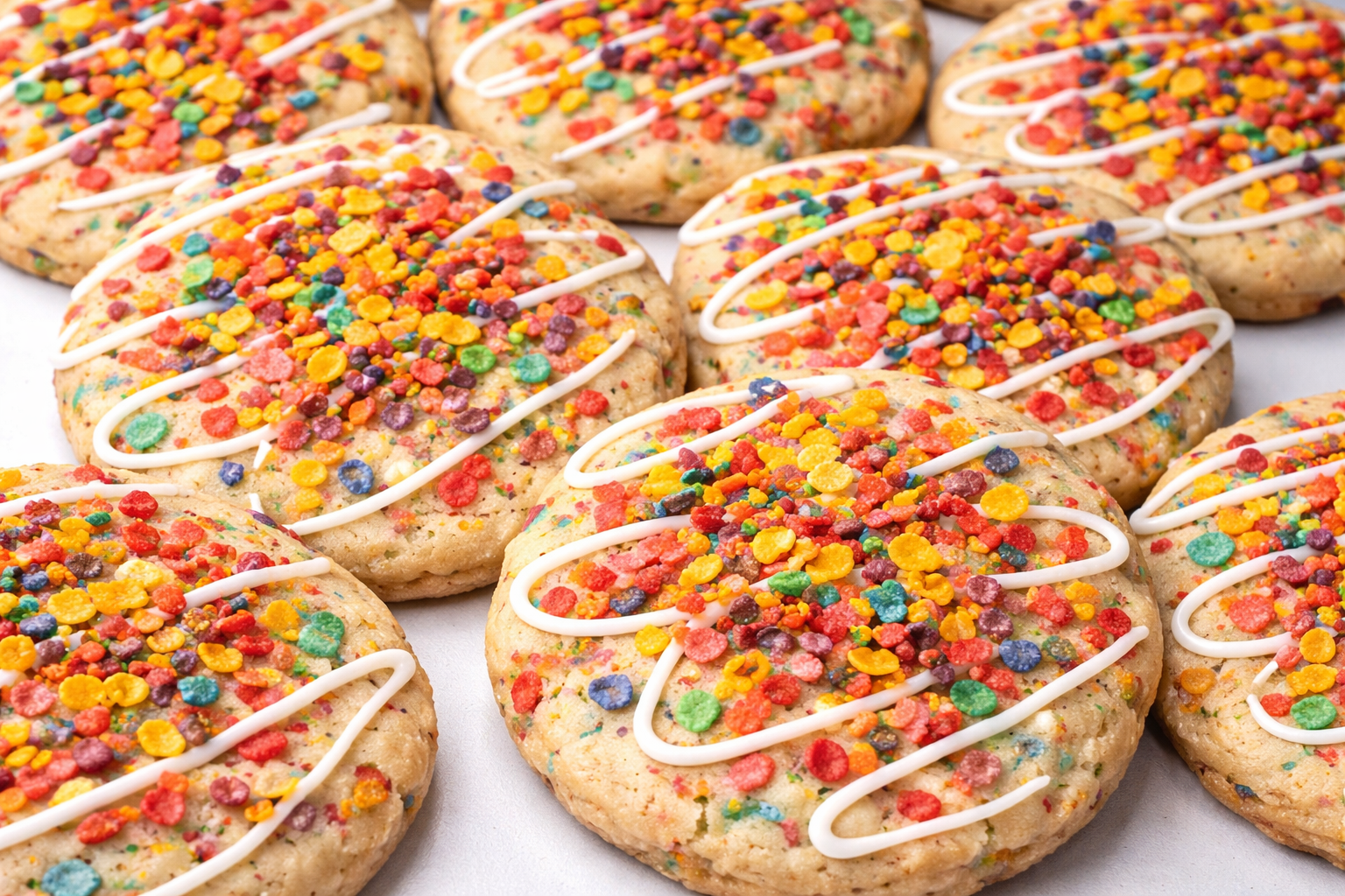White Chocolate Chip With Fruity Pebbles Inspired Cookie